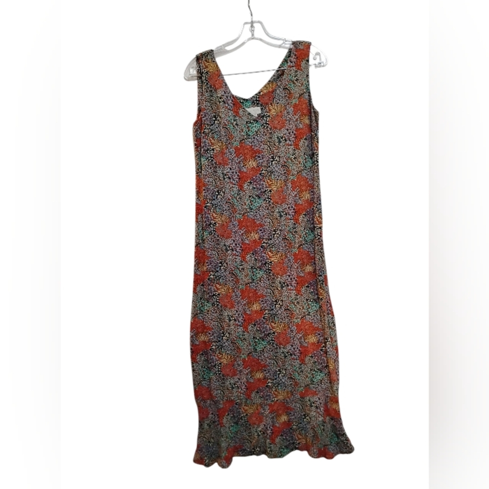 DONCASTER Floral Sleeveless Maxi Dress 100%Silk Light Size 10